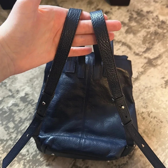 Banana Republic Blue Pebble Leather Backpack EUC - Picture 6 of 8